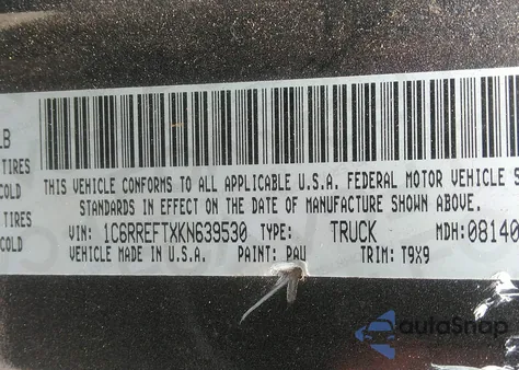 2019 Ram 1500 Big Horn/Lone Star 4X2 5'7 Box z USA, uszkodzony, nr VIN 1C6RREFTXKN639530